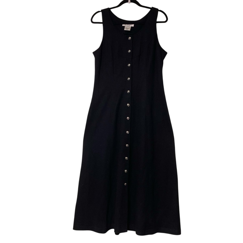 Clues Collections VTG 100%Merino Wool Sleeveless Black Midi Dress  8P Versatile